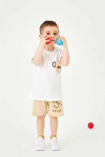 Perendi Boy's Set - Monkey Shorts and Pocket Detail