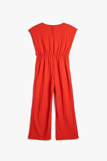 Koton Girl's Full Length Sleeveless Round Neck Belt Detailed Jumpsuit 3skg80060ak