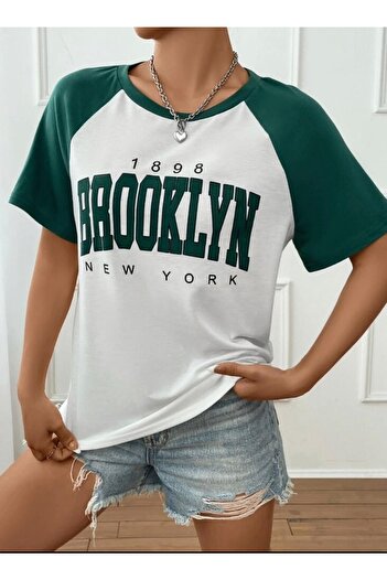 AFROGİYİM Women's 1898 Brooklyn Printed Pieced Oversize T-shirt