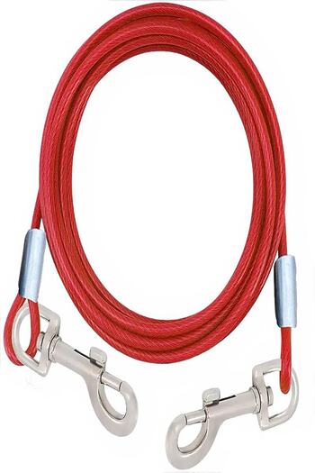 LİDERSAN ÇELİK Mm 4 Meters + 2 Screw Carabiner Dog Garden Tethering Rope Red Color (90 Kg)