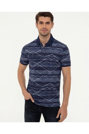Pierre Cardin Ανδρικό μπλουζάκι με γιακά πόλο Navy Blue - 1201190