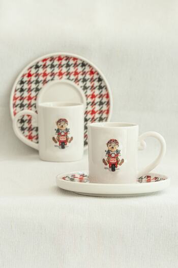 Bursa Porselen Dekor Teddy Bear Tweed Coffee Cup Set for Two