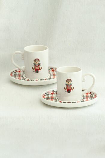 Bursa Porselen Dekor Teddy Bear Tweed Coffee Cup Set for Two