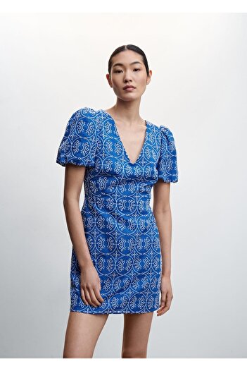MANGO Woman Embroidered Backless Dress