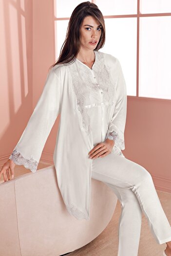 Espuar Women's 733 Combed Cotton 3-Piece Maternity Pajama Set
