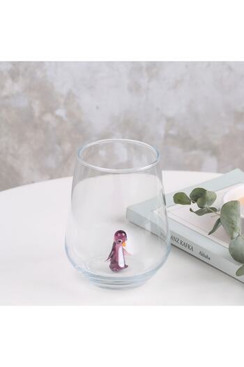 ADAMODART Purple Penguin Figured Murano Glass Design Handmade Single Water Cup