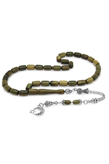 Tesbihane Non-Tarnish Metal Tasseled Capsule Cut Pelesenk Rosary