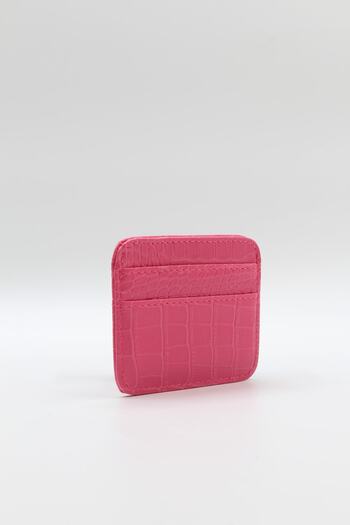 NOTHING Women's Fuchsia Crocodile Patterned Card Holder Mini