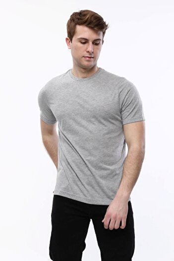 Uniprom T-shirt Crew Neck 100% Cotton Ανδρικό μελανζέ γκρι