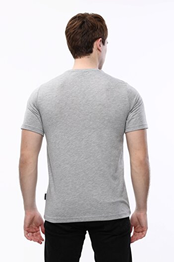 Uniprom T-shirt Crew Neck 100% Cotton Ανδρικό μελανζέ γκρι
