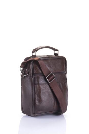 ÇÇS 31002 Genuine Leather Long Strap Handbag Brown