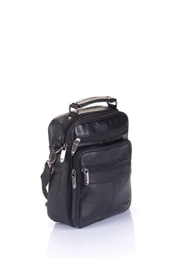 ÇÇS 31002 Genuine Leather Long Strap Handbag Black