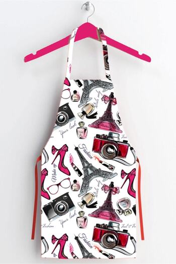 AYSHOME Paris Pattern Stain-Proof Kitchen Apron