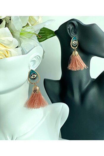 QUEEN AKSESUAR New Season Eye Evil Eye Drop Tassel Gold Puppy Earrings