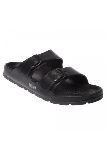 Twigy Justin Double Buckle Black Men's Slippers.