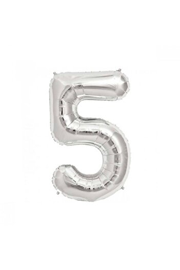 Aker Hediyelik 5 Number Metallic Gray Foil Balloon 40 Inc 100cm 5 Number Helium Balloon Silver Balloon