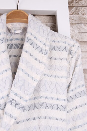 Baveno Unisex Κρέμα 100% βαμβακερό ζακάρ μπουρνούζι Şalyaka