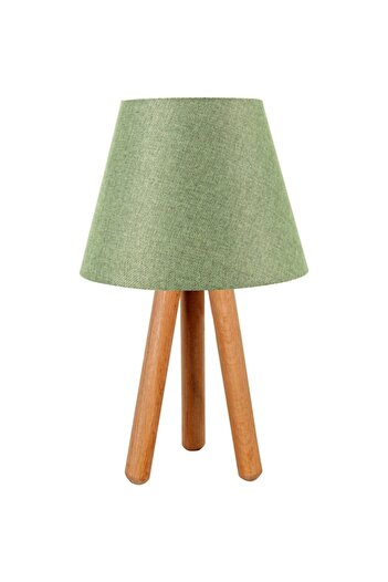 EvLight Set of 2 Nightstand Three-Legged Wooden Lampshade Green