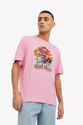 Jack & Jones Ανδρικό ροζ μπλουζάκι Jack Jones Jorbeachbone