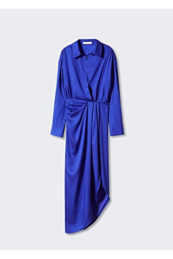 MANGO Woman Yanı Yırtmaçlı Saten Elbise