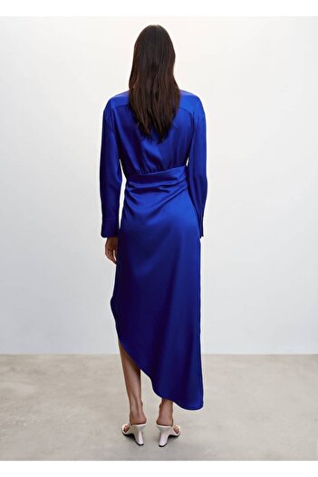 MANGO Woman Yanı Yırtmaçlı Saten Elbise