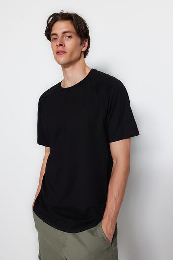 Trendyol Collection Oversize Μαύρο Βαμβακερό Βασικό T-Shirt - TMNSS23TS00329