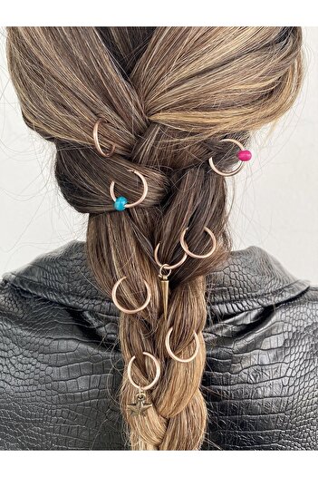Planet Butik Rose 8-Piece Hair Ring