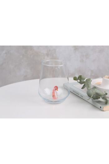 ADAMODART Pink Penguin Figured Murano Glass Design Handmade Single Water Cup