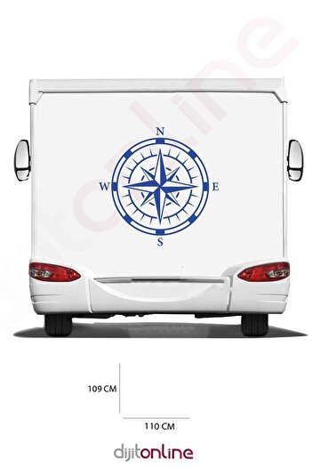 Dijitonline Autocolant pentru Rulotă - Autocolant Busolă - 110x109 Cm
