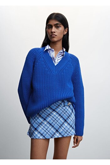 MANGO Woman V-Neck Thick Knitwear Sweater