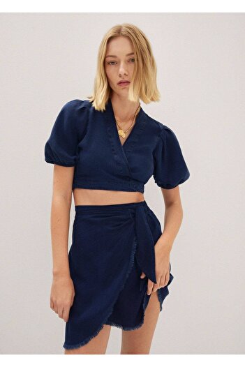MANGO Woman Women's Dark Blue Blouse