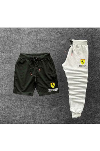 NewCabin New Season Ferrari Printed Shorts-Sweatpants 2-Piece Slim Fit Set