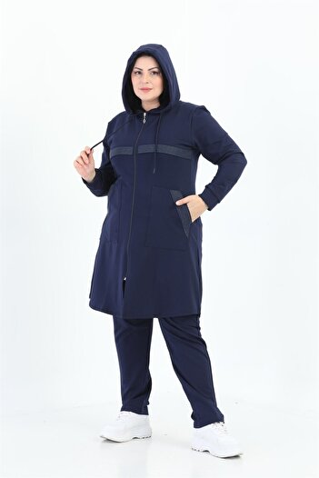 WestBound Γυναικείο Σετ Φόρμας Plus Size Stone Printed - Navy Blue