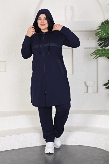 WestBound Γυναικείο Σετ Φόρμας Plus Size Stone Printed - Navy Blue