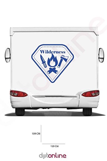 Dijitonline Autocolant foc pentru rulotă - Autocolant topor și lemne - Autocolant cuțit - 120x109 cm