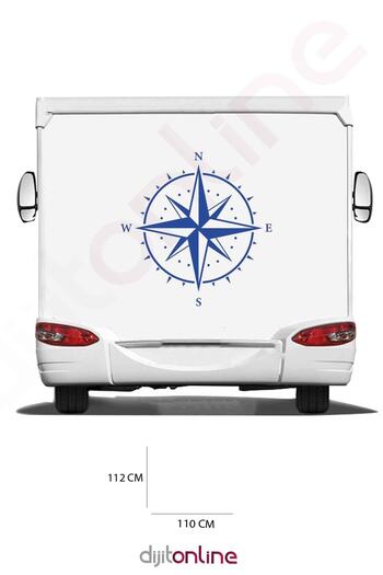 Dijitonline Autocolant pentru Rulotă - Autocolant Busolă - 110x112 Cm