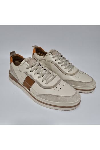 KOMCERO Soft Genuine/real Leather Daily Sneaker Casual Shoes with Bonded Suede Pieces Y1687-r176