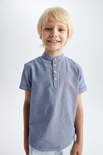 DeFacto Boy's Half Turtleneck Short Sleeve Shirt