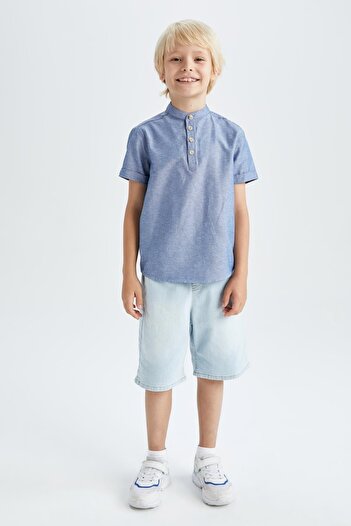 DeFacto Boy's Half Turtleneck Short Sleeve Shirt