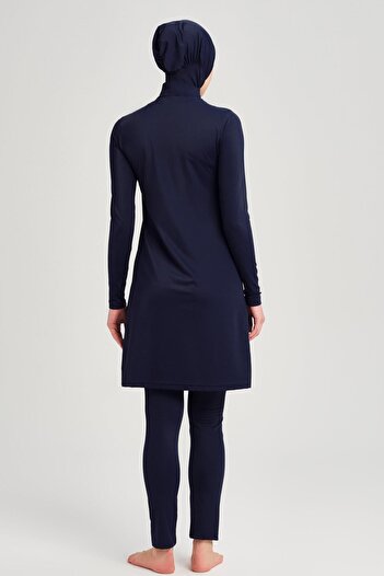 Haşema Navy Blue Lycra 5 Piece Hijab Swimsuit Set