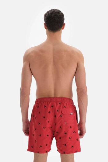 Dagi Red Palm Embroidered Men's Medium Shorts