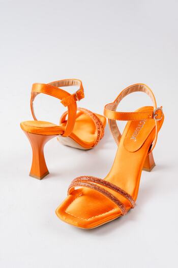 lmn ayakkabı Orange Satin 5mm sponge Orthopedic Stitched Sole Two Striped Evening Dress Shoes