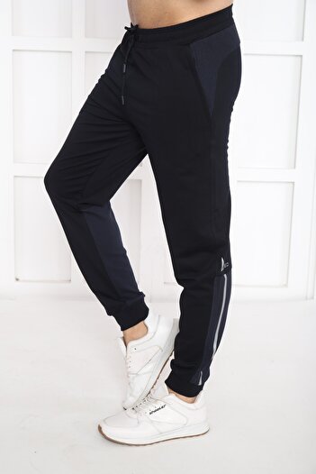 NEED LİFE Erkek Lacivert Kordonlu Cepleri Fermuarlı Slim Fit Eşofman Alt