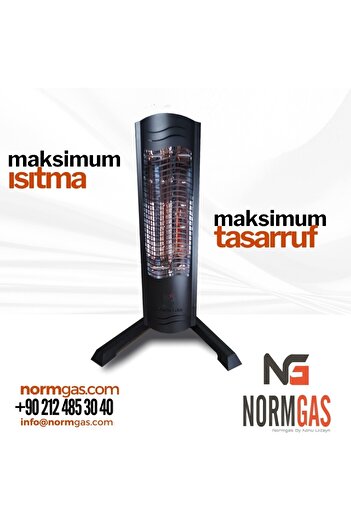Normgas Nmg001 -1-1500 Nmg Dikey Ayaklı Elektrikli Isıtıcı Kumandalı Siyah Mtn Es 1500w