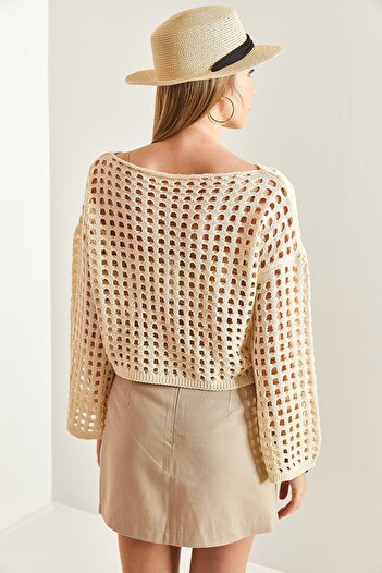 Bianco Lucci Women's Seasonal Openwork Knitwear Sweater