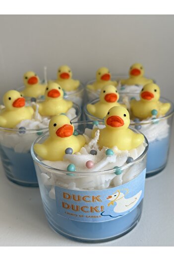 lıghts of candle handmade & 2020 Ördek Figürlü Sevimli Banyo Yapan Ördekler Temalı Mango Kokulu Aromaterapi Bardak Mum
