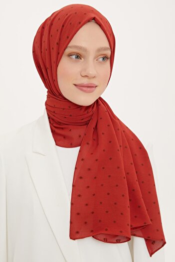 Armine Polka Dot Pattern Flush Shawl Red (Breathable Fabric)