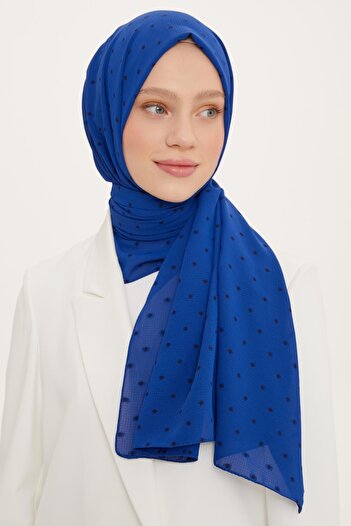 Armine Polka Dot Pattern Flush Shawl Blue (Breathable Fabric)