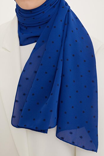 Armine Polka Dot Pattern Flush Shawl Blue (Breathable Fabric)