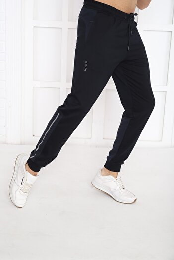 NEED LİFE Erkek Lacivert Kordonlu Cepleri Fermuarlı Slim Fit Eşofman Alt